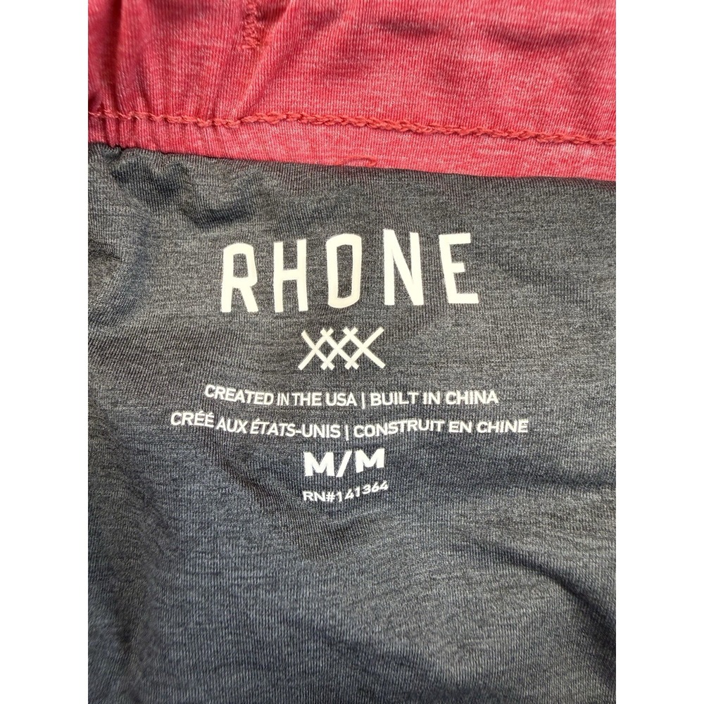 Rhone Men's Medium Lined Running Shorts Red Athletic Stretch Zip Pocket 5" Gym - Picture 2 of 12